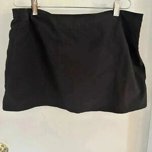 LANDS END Swim Skirt Skort Bottom Black Built In Brief Women's Size 16